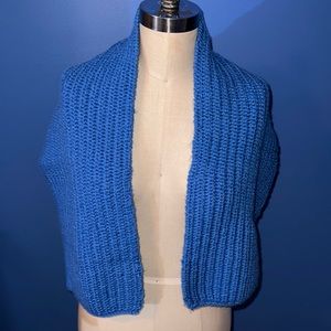 Pretty Blue Handmade Knit Scarf/Wrap OS